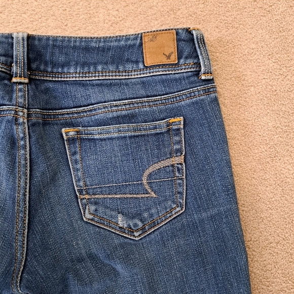 American Eagle Jeans Women's 8 Blue Slim Boot Distressed Denim - Picture 11 of 13